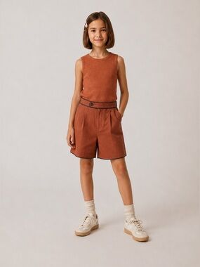 The Sunday‎ Collective Shorts Rust Orange Pockets Cotton Sz 10-11 y NWT